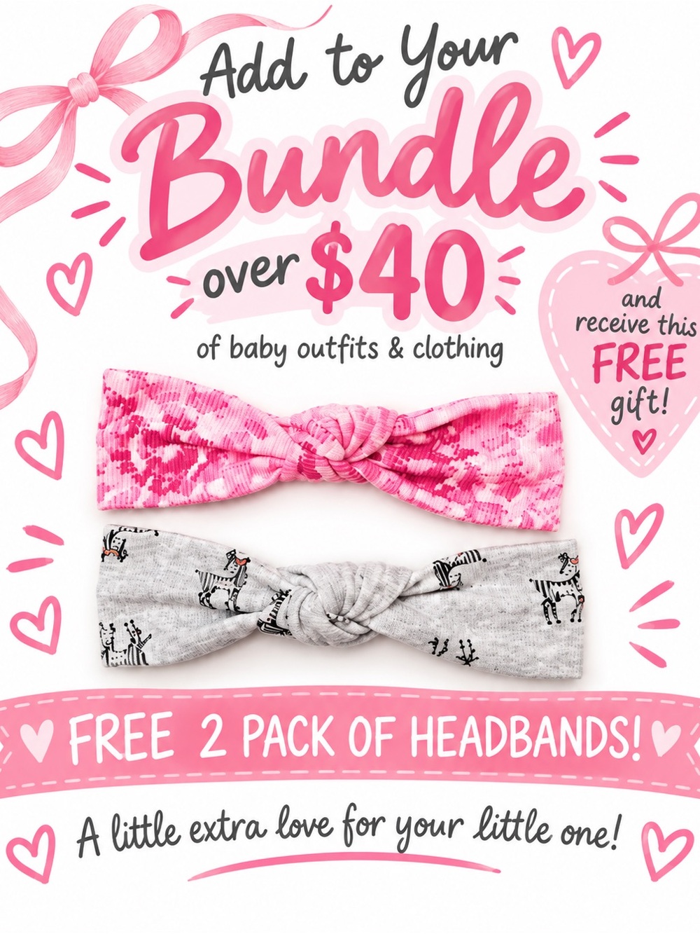 FREE - Catherine Malandrino Baby Headbands 2 Pack – Gift With $40+ Bundle